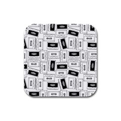 Tape Cassette 80s Retro Genx Pattern Black And White Rubber Square Coaster (4 Pack)  by genx