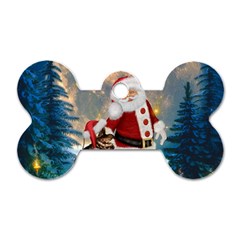 Merry Christmas, Santa Claus With Funny Cockroach In The Night Dog Tag Bone (one Side) by FantasyWorld7