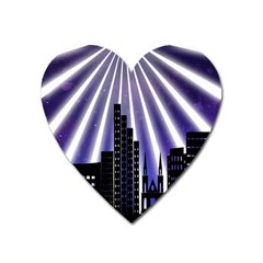 Superhero Background Lights City Heart Magnet by Wegoenart