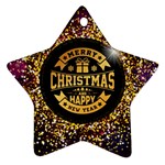 Christmas Golden Labels Xmas Ornament (Star) Front