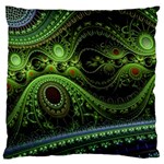 Fractal Green Gears Fantasy Large Cushion Case (One Side) Front