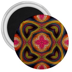 Kaleidoscope Art Pattern Ornament 3  Magnets by Wegoenart