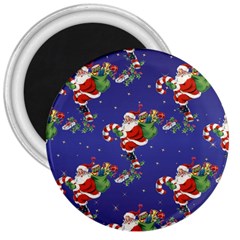 Christmas Vintage Santa Background 3  Magnets by Wegoenart