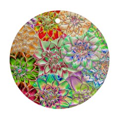 Dahlia Flower Colorful Art Collage Round Ornament (two Sides) by Wegoenart