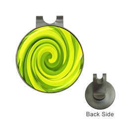 Groovy Abstract Green Liquid Art Swirl Painting Hat Clips With Golf Markers by myrubiogarden
