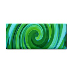 Groovy Abstract Turquoise Liquid Swirl Painting Hand Towel by myrubiogarden