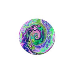 Groovy Abstract Aqua And Navy Lava Liquid Swirl Golf Ball Marker by myrubiogarden
