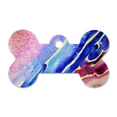Painting Abstract Blue Pink Spots Dog Tag Bone (one Side) by Pakrebo