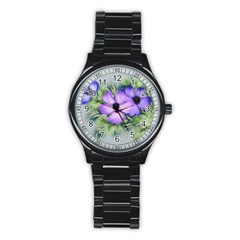 Flowers Vector Illustration Figure Stainless Steel Round Watch by Pakrebo