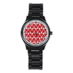 Hearts Pattern Seamless Red Love Stainless Steel Round Watch by Pakrebo