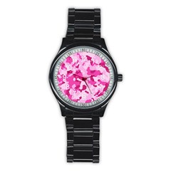 Standard Pink Camouflage Army Military Girl Stainless Steel Round Watch by snek