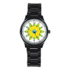 Abstract Flower Stainless Steel Round Watch by Alisyart