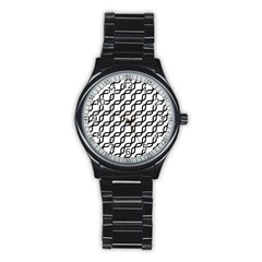 Diagonal Stripe Pattern Stainless Steel Round Watch by Alisyart