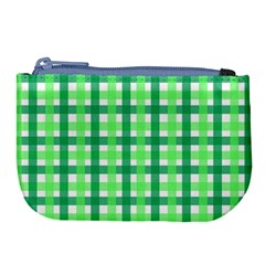 Sweet Pea Green Gingham Large Coin Purse by WensdaiAmbrose