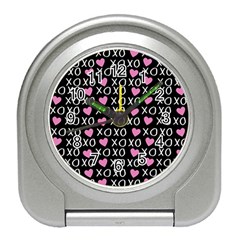 Xo Valentines Day Pattern Travel Alarm Clock by Valentinaart