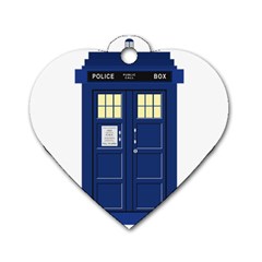 Tardis Doctor Who Time Travel Dog Tag Heart (two Sides) by Wegoenart