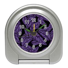 Tropical Leaves Purple Travel Alarm Clock by snowwhitegirl