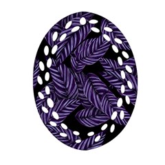 Tropical Leaves Purple Ornament (oval Filigree) by snowwhitegirl