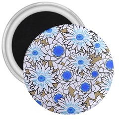 Vintage White Blue Flowers 3  Magnets by snowwhitegirl