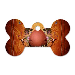 Wonderful Steampunk Easter Egg With Flowers Dog Tag Bone (one Side) by FantasyWorld7