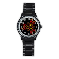 Algorithmic Drawings Stainless Steel Round Watch by Sudhe