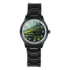 Scenic View Of Rice Paddy Stainless Steel Round Watch by Sudhe
