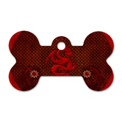 Awesome Chinese Dragon, Red Colors Dog Tag Bone (one Side) by FantasyWorld7