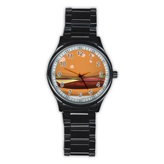 Hamburger Cheeseburger Burger Lunch Stainless Steel Round Watch by Sudhe
