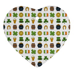 St Patricks Day Pattern Ornament (heart) by Valentinaart