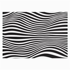 Retro Psychedelic Waves Pattern 80s Black And White Large Glasses Cloth (2-side) by genx