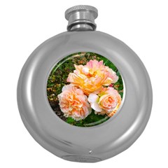 Bunch Of Orange And Pink Roses Round Hip Flask (5 Oz) by okhismakingart