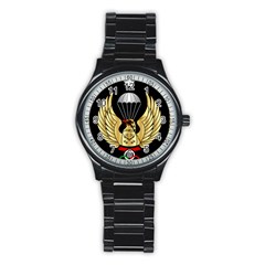 Iranian Army Freefall Parachutist 3rd Class Badge Stainless Steel Round Watch by abbeyz71