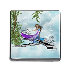 Cute Fairy Dancing On A Piano Memory Card Reader (square 5 Slot) by FantasyWorld7