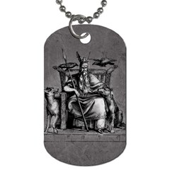 Odin On His Throne With Ravens Wolf On Black Stone Texture Dog Tag (two Sides) by snek