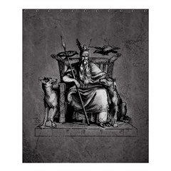 Odin On His Throne With Ravens Wolf On Black Stone Texture Shower Curtain 60  X 72  (medium)  by snek
