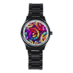 Abstract Background Spiral Colorful Stainless Steel Round Watch by HermanTelo