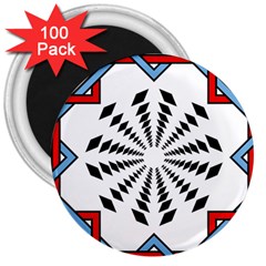 Star Illusion Mandala 3  Magnets (100 Pack) by HermanTelo