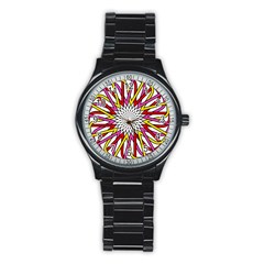 Sun Abstract Mandala Stainless Steel Round Watch by HermanTelo