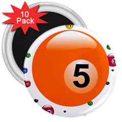 Billiard Ball Ball Game Pink Orange 3  Magnets (10 Pack)  by HermanTelo