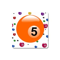 Billiard Ball Ball Game Pink Orange Square Magnet by HermanTelo