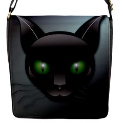 Green Eyes Kitty Cat Flap Closure Messenger Bag (s) by HermanTelo