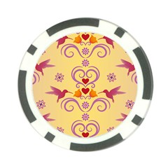 Pattern Bird Flower Poker Chip Card Guard by HermanTelo