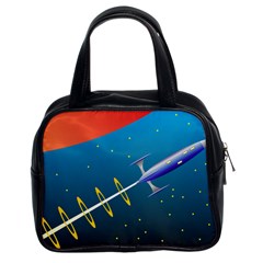 Rocket Spaceship Space Galaxy Classic Handbag (two Sides) by HermanTelo