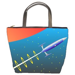 Rocket Spaceship Space Galaxy Bucket Bag by HermanTelo