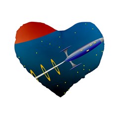 Rocket Spaceship Space Galaxy Standard 16  Premium Heart Shape Cushions by HermanTelo