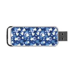 White Flowers Summer Plant Portable Usb Flash (two Sides) by HermanTelo