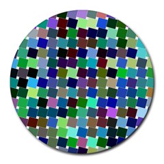 Geometric Background Colorful Round Mousepads by HermanTelo