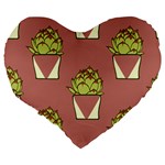 Cactus Pattern Background Texture Large 19  Premium Heart Shape Cushions Back
