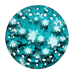 Stars Christmas Ice 3d Round Filigree Ornament (two Sides) by HermanTelo