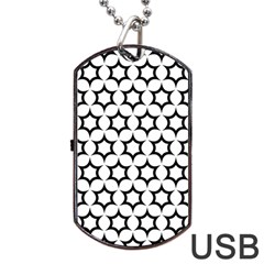 Pattern Star Repeating Black White Dog Tag Usb Flash (one Side) by Sapixe